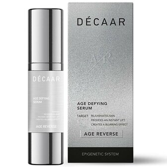 Decaar Age Defying Serum 30ml verpakking met product