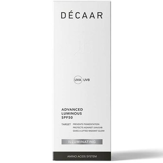 Decaar Advanced Luminous SPF50 50ml verpakking