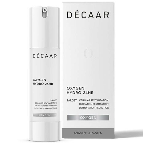 Decaar Oxygen Hydro 24hr 50ml verpakking met product