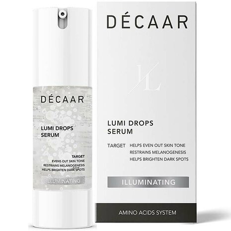 Decaar Lumi Drops Serum 30ml verpakking met product