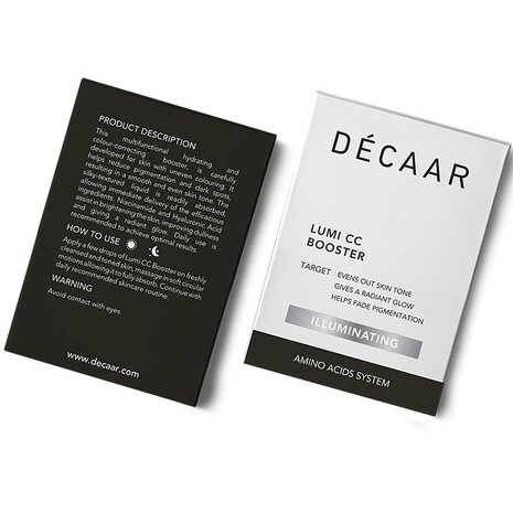 Decaar Lumi CC Booster 20ml verpakking voor en achter