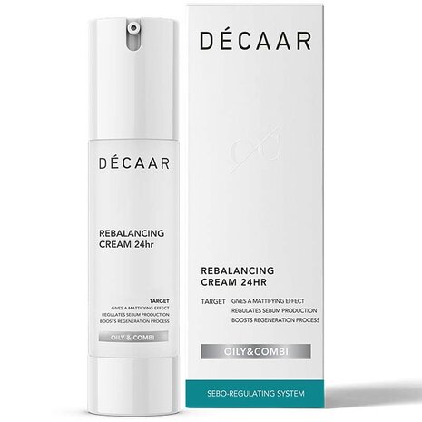 Decaar Rebalancing Cream 24hr 50ml verpakking met product